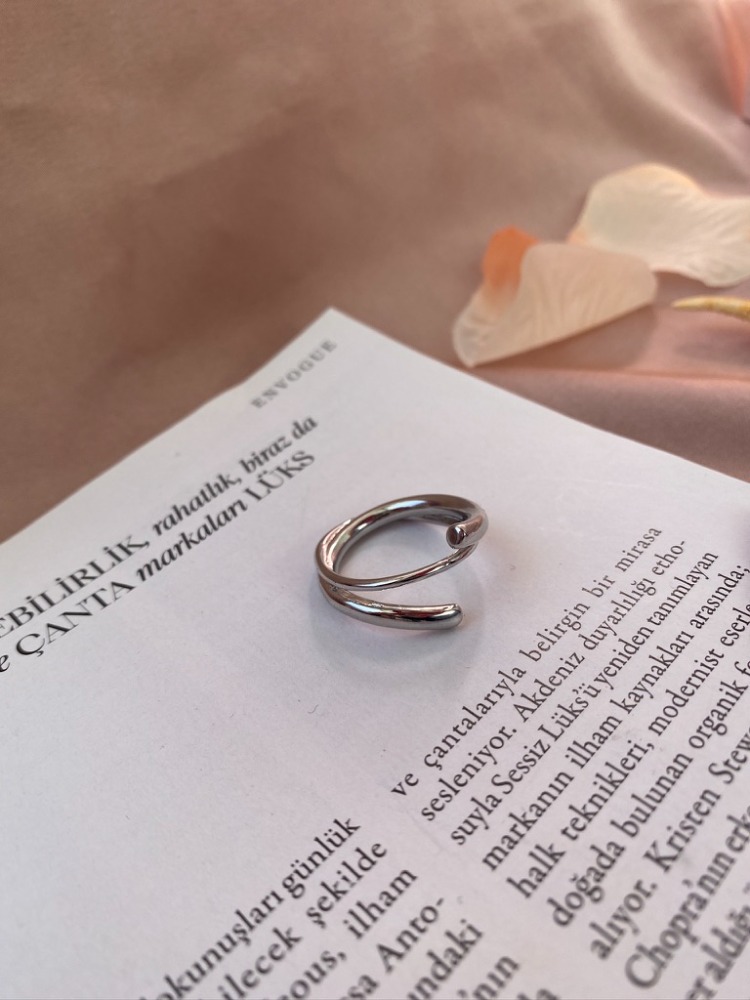 silver curled yüzük (no:20) | altın kaplama