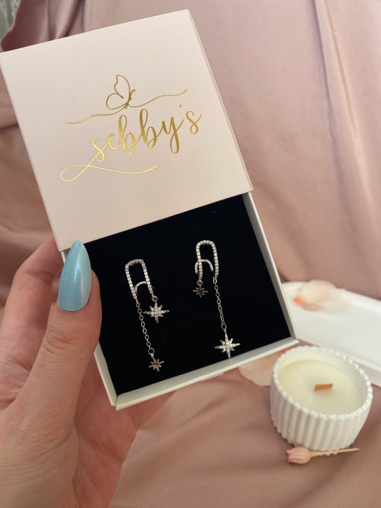 silver kutup yıldızı küpe | altın kaplama