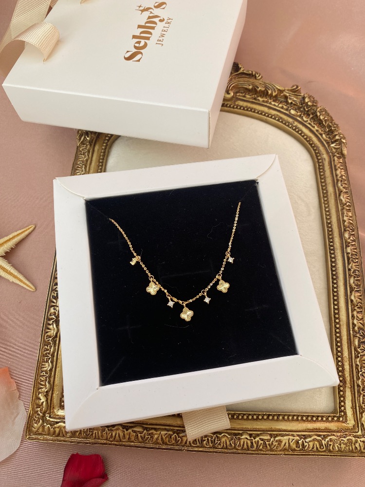 gold mini yonca kolye | altın kaplama