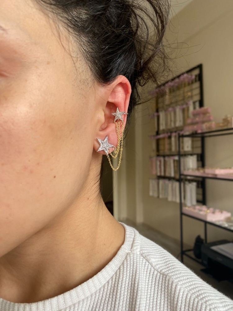 yıldız küpe&earcuff | altın kaplama