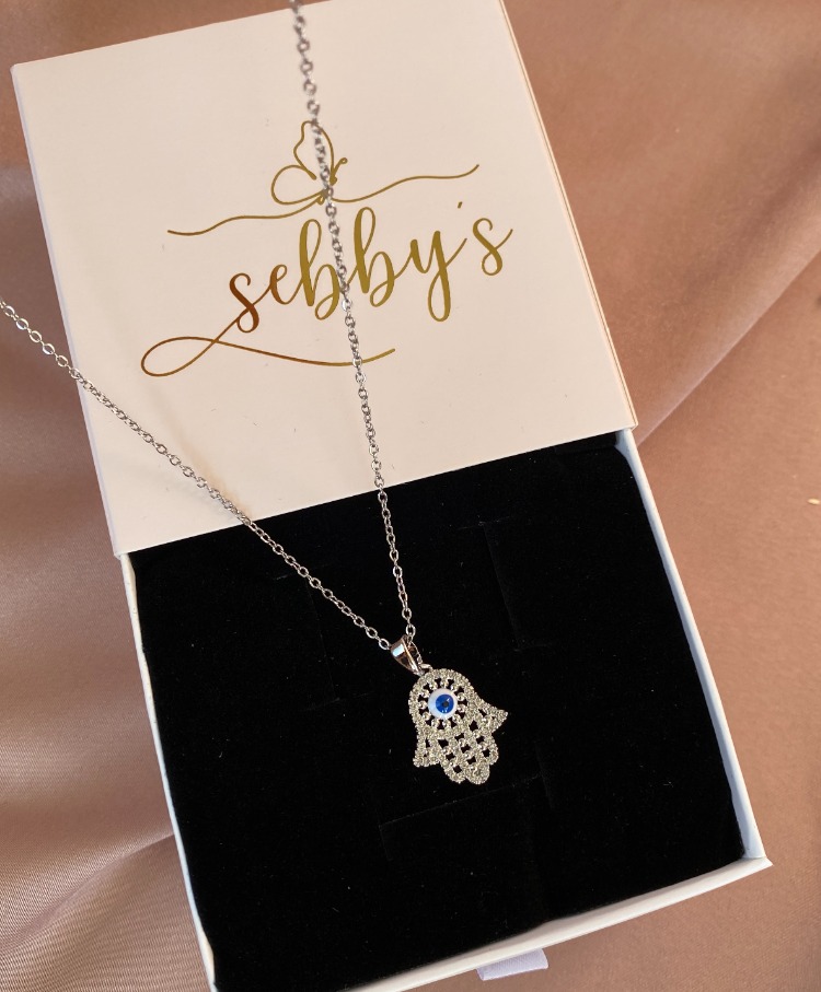 silver hamsa kolye | çelik