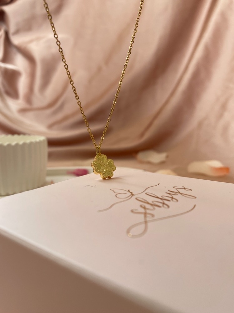 gold mini yonca kolye | çelik