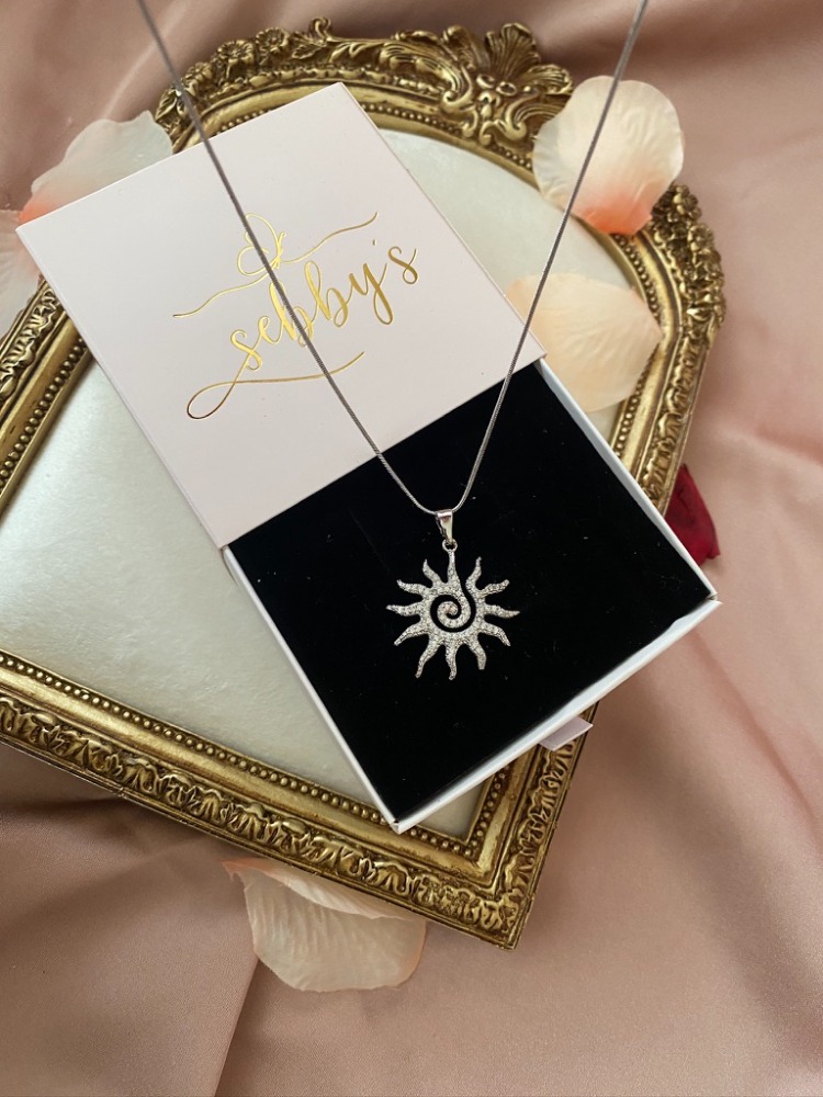 silver spiral sun kolye | çelik