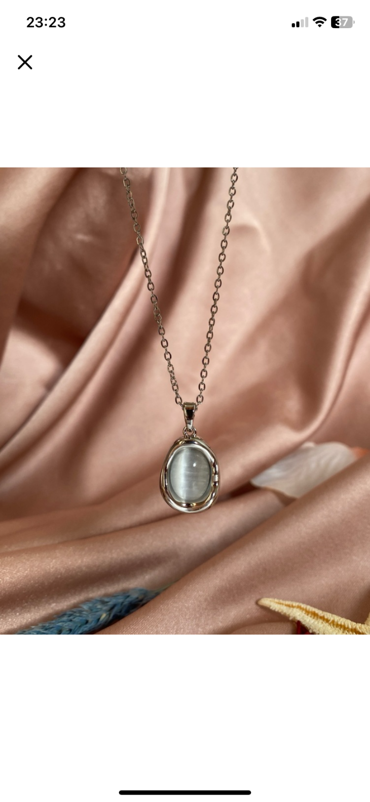 silver white stone kolye | çelik