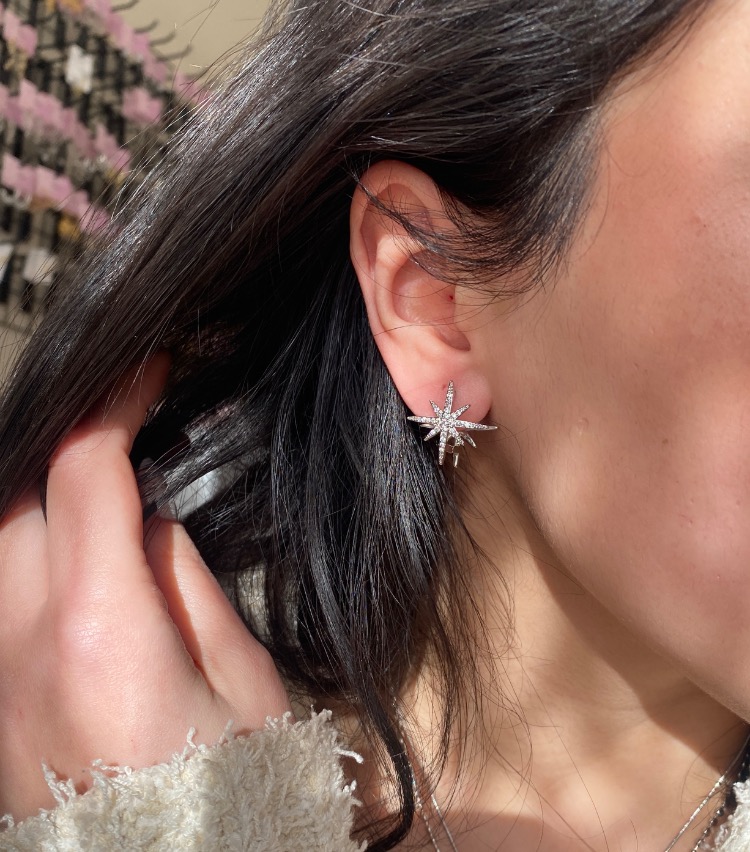 silver sparkle küpe | altın kaplama