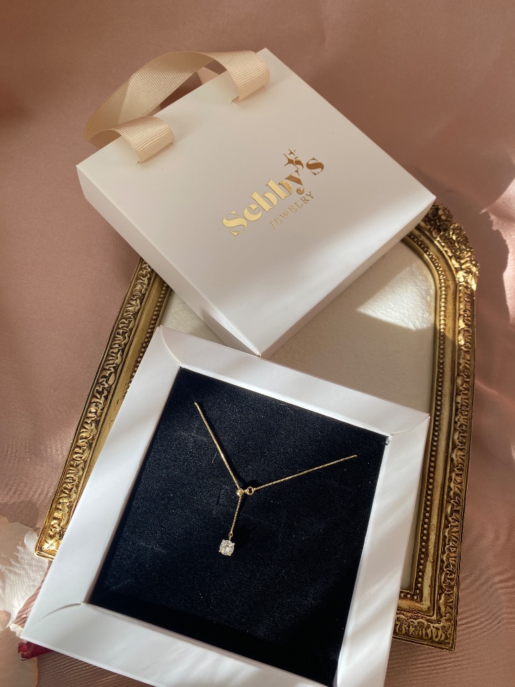 gold asansörlü tektaş kolye | altın kaplama