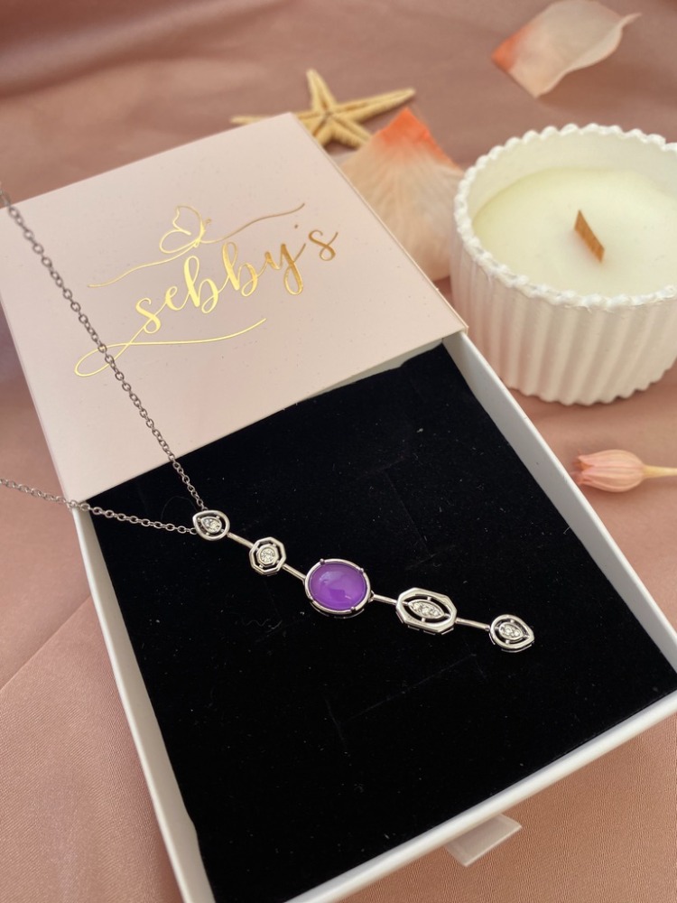 silver mor y kolye | altın kaplama 