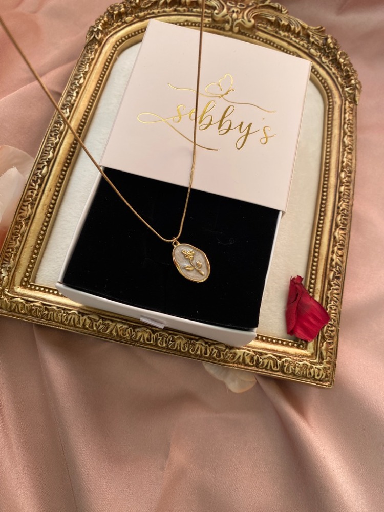 gold gül kolye | çelik