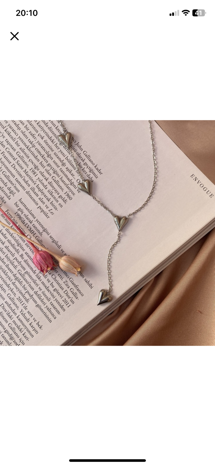 silver hearts kolye | çelik