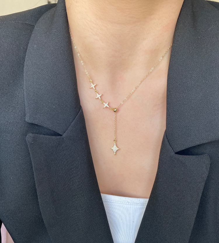 gold asansörlü sparkle kolye | altın kaplama