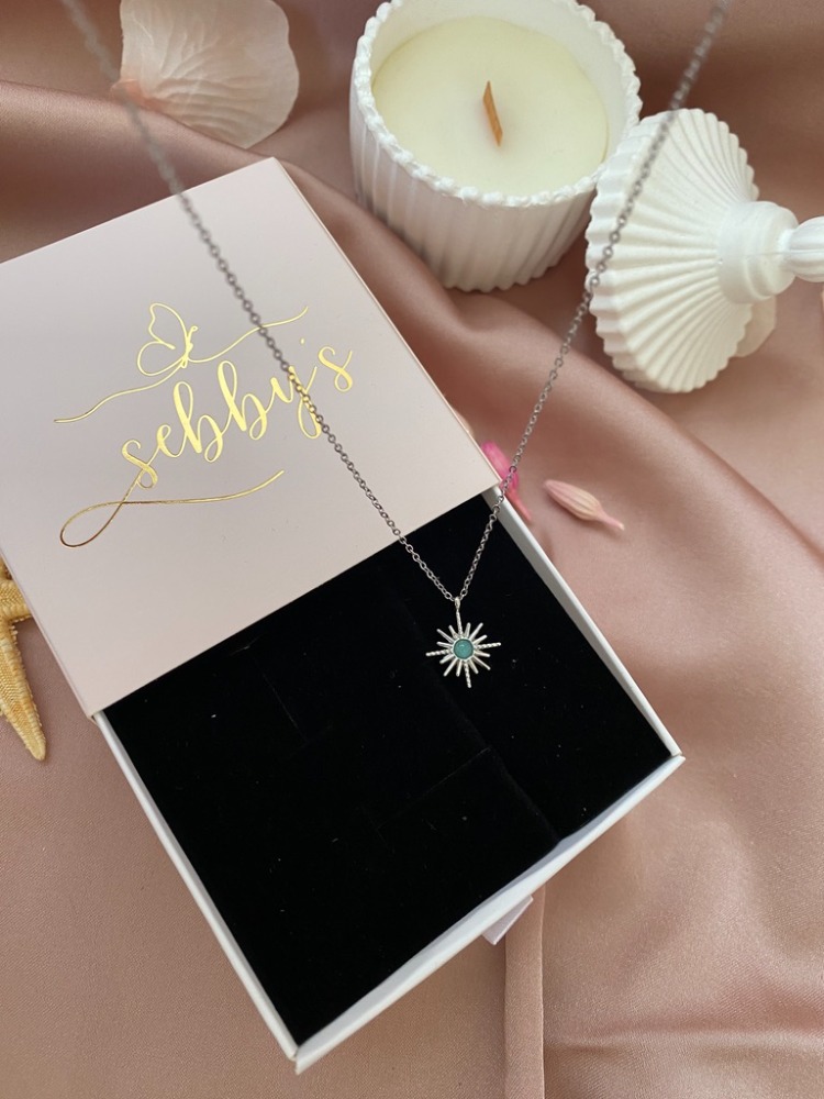 silver mini mavi kutup yıldızı kolye | çelik
