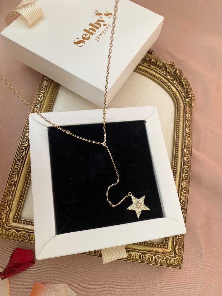 gold stella y kolye | altın kaplama