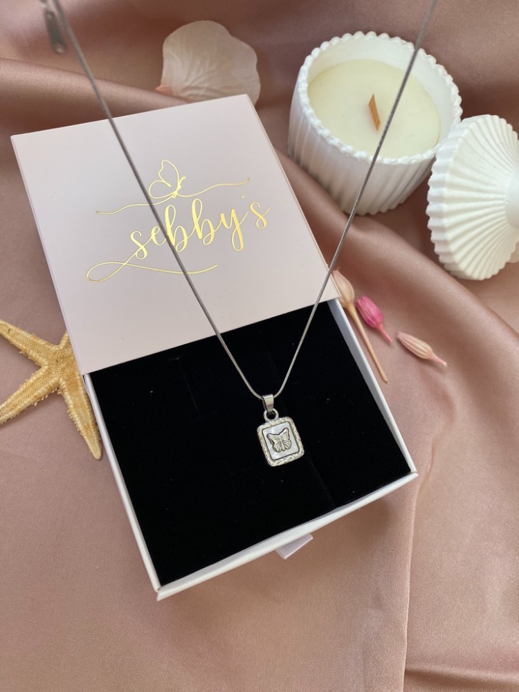 silver kelebek kolye | çelik