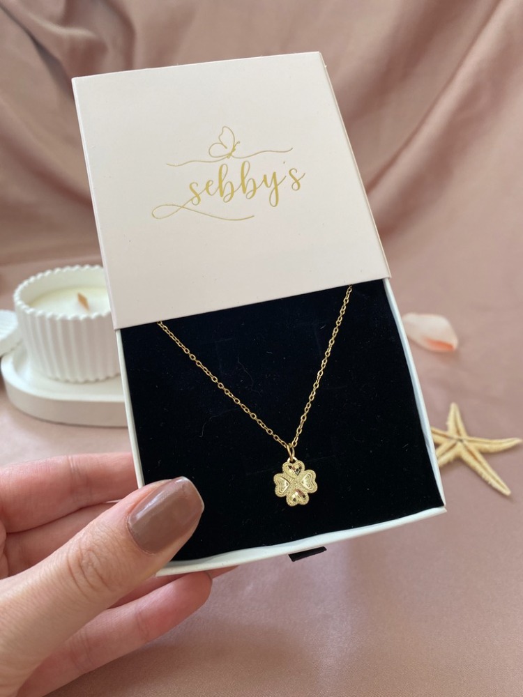 gold mini yonca kolye | çelik