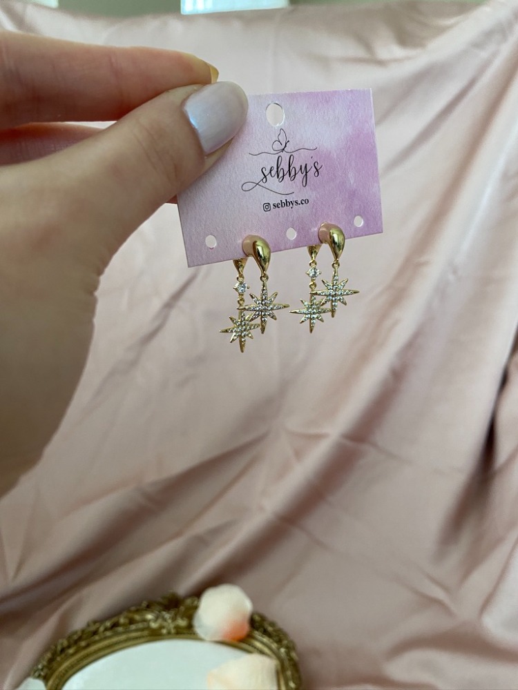 gold kutup yıldızı küpe | altın kaplama