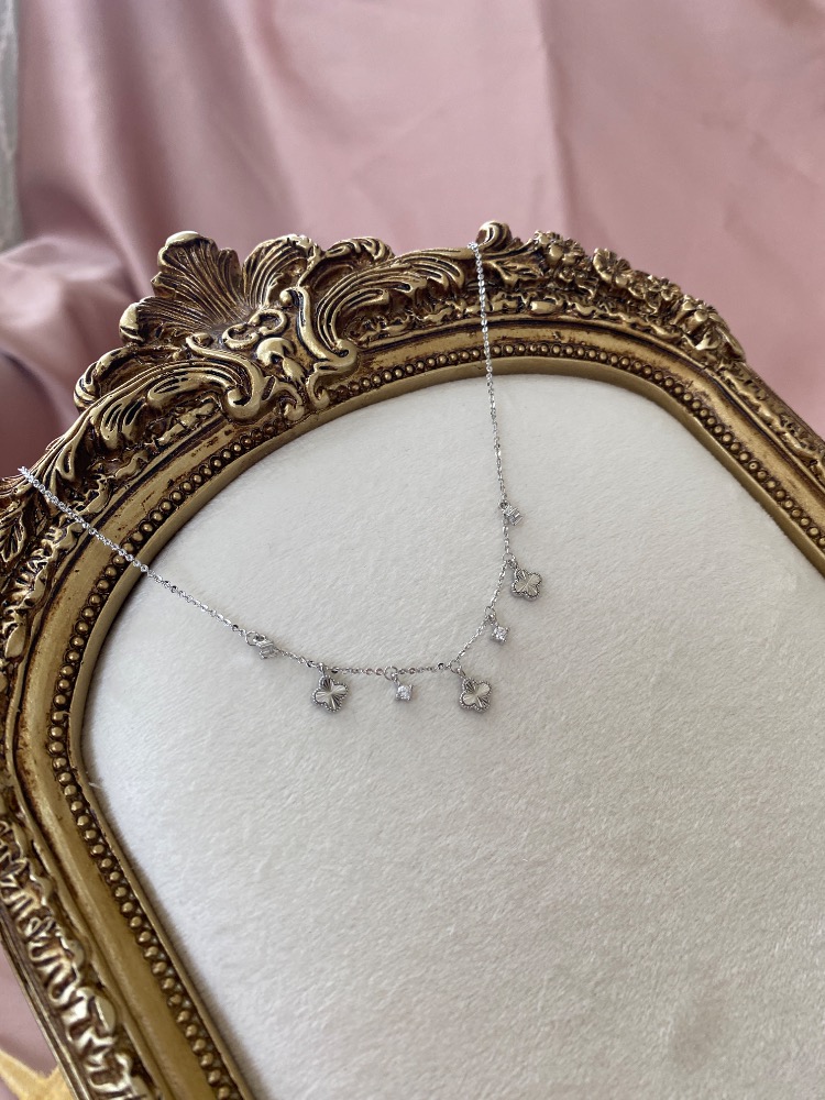 silver mini yonca kolye | altın kaplama