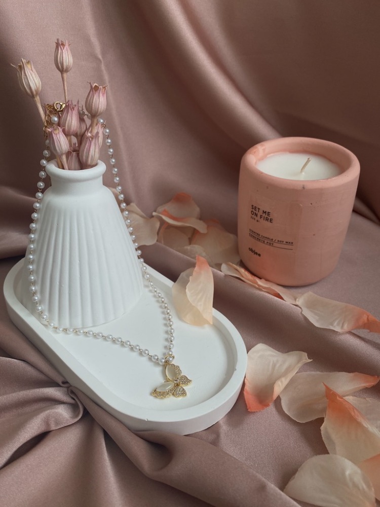 pearly butterfly kolye | çelik
