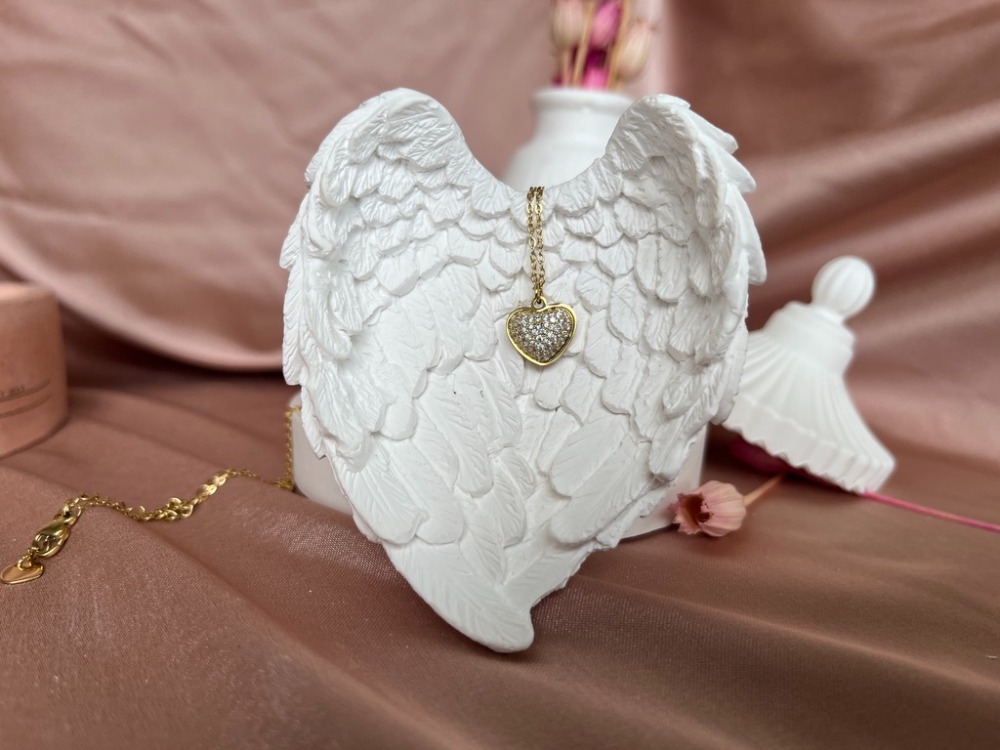 mini diamond heart kolye | çelik