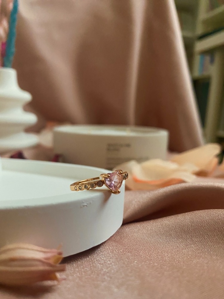 pink heart yüzük | altın kaplama