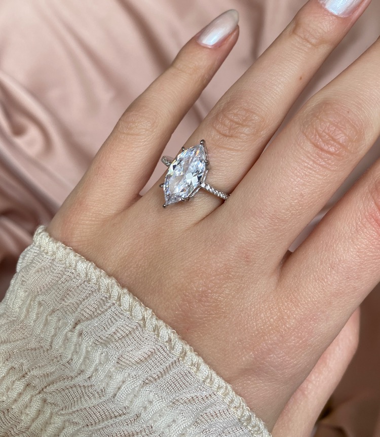 silver grand marquise yüzük | altın kaplama