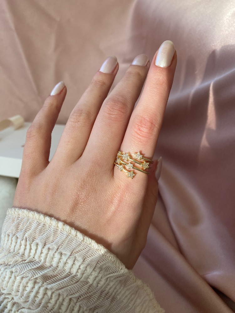 gold stardust yüzük | altın kaplama