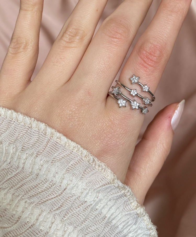 silver stardust yüzük | altın kaplama