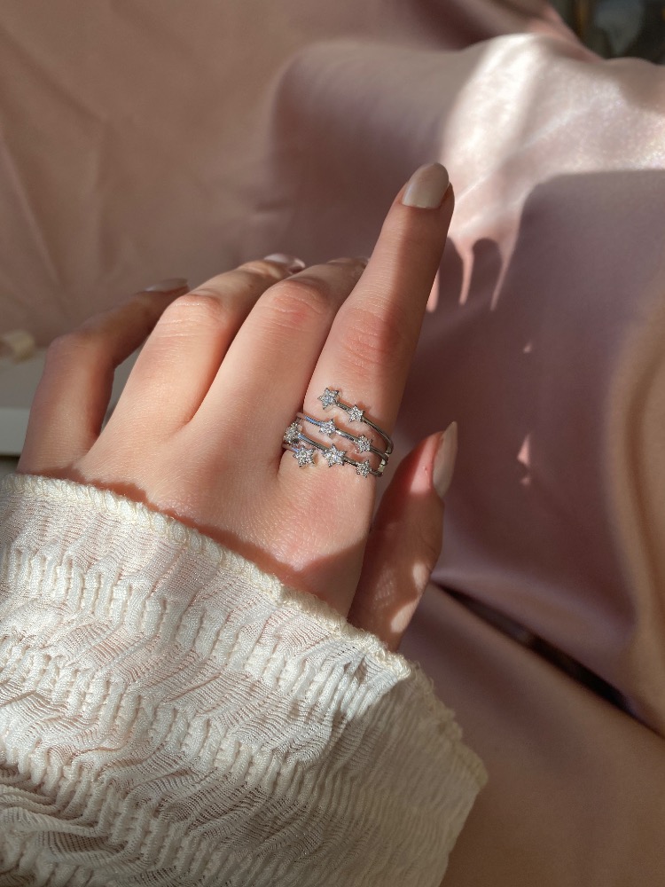 silver stardust yüzük | altın kaplama