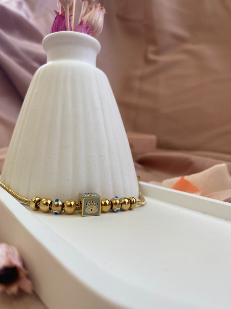 gold charmy eye bileklik | çelik
