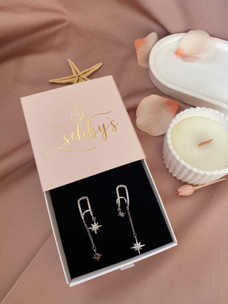 silver kutup yıldızı küpe | altın kaplama