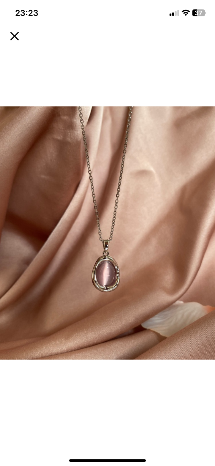 pink stone kolye | çelik