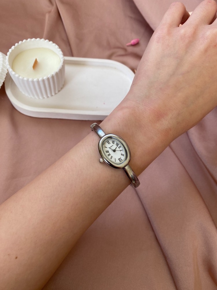 silver beyaz vintage basic saat