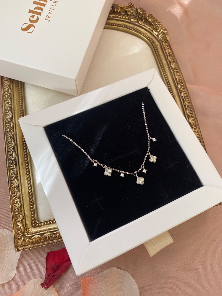 silver mini yonca kolye | altın kaplama