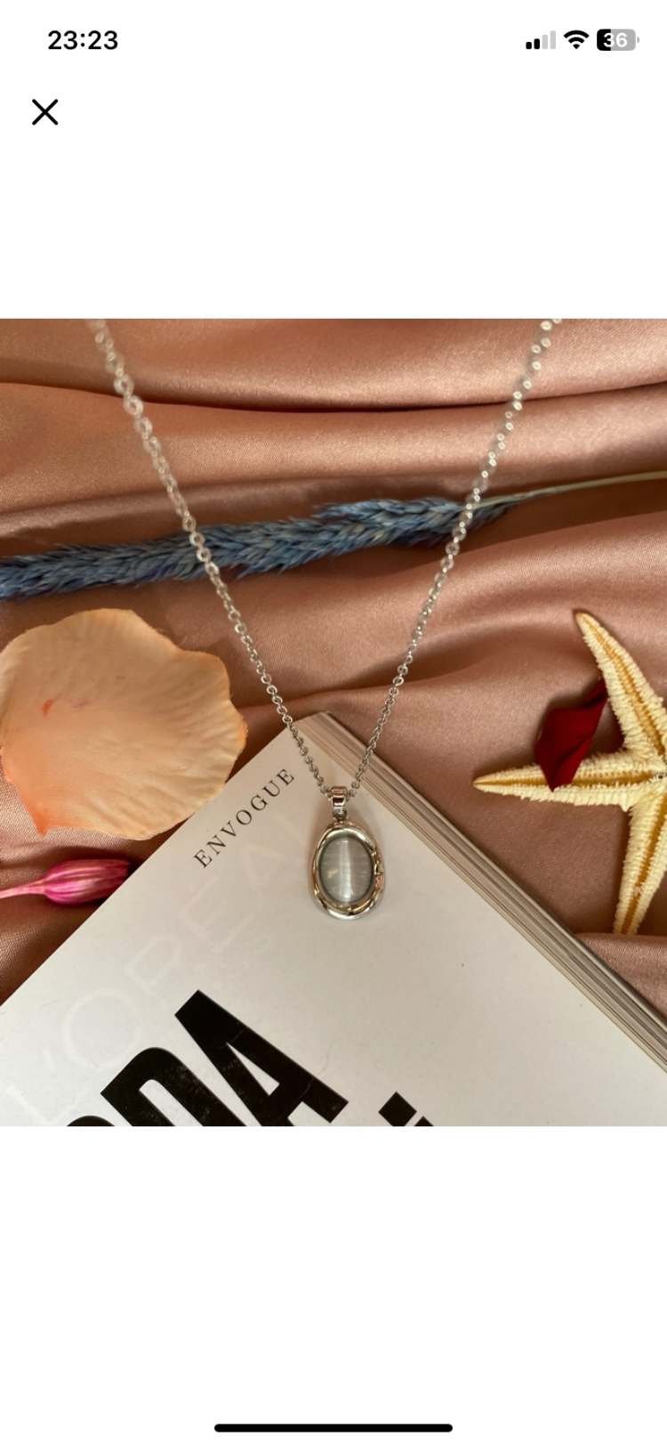 silver white stone kolye | çelik