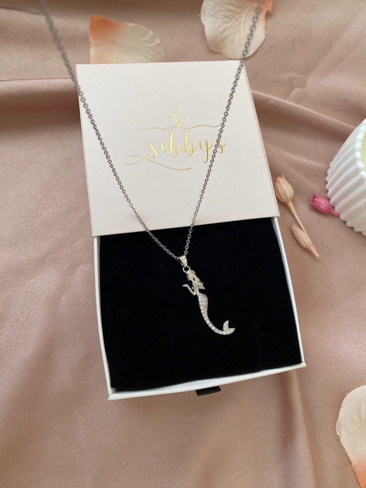 silver mermaid kolye | çelik