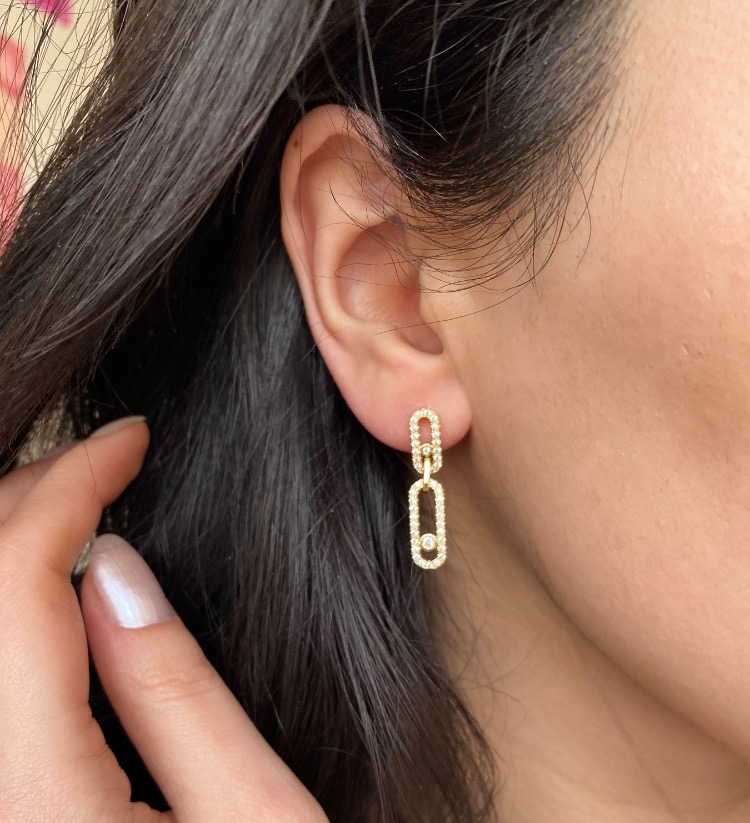 gold linked küpe | altın kaplama