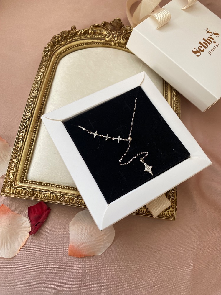 silver asansörlü sparkle kolye | altın kaplama