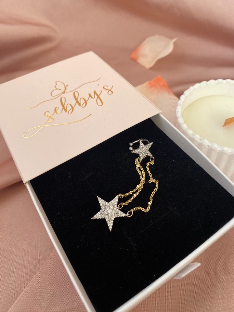 yıldız küpe&earcuff | altın kaplama