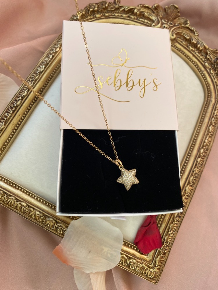 gold bubble star kolye | çelik