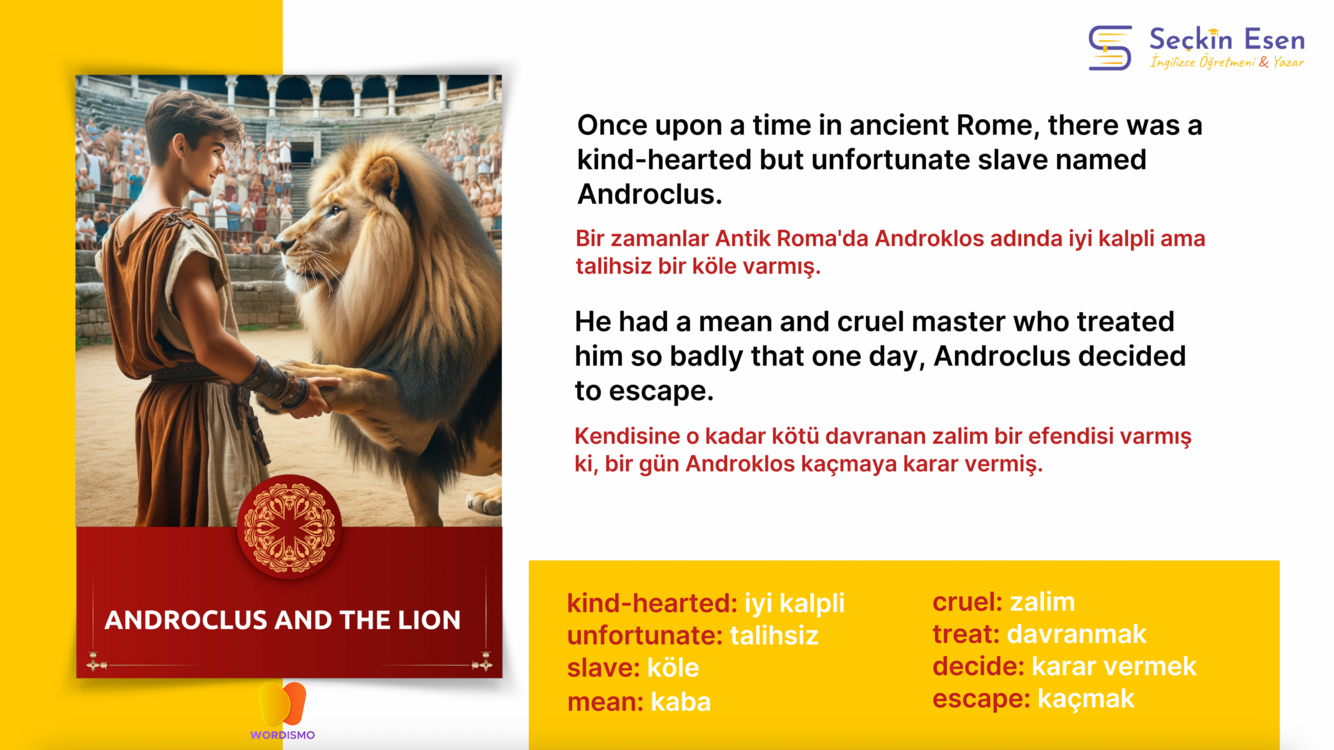 Androclus and The Lion (İngilizce - Türkçe Hikaye)