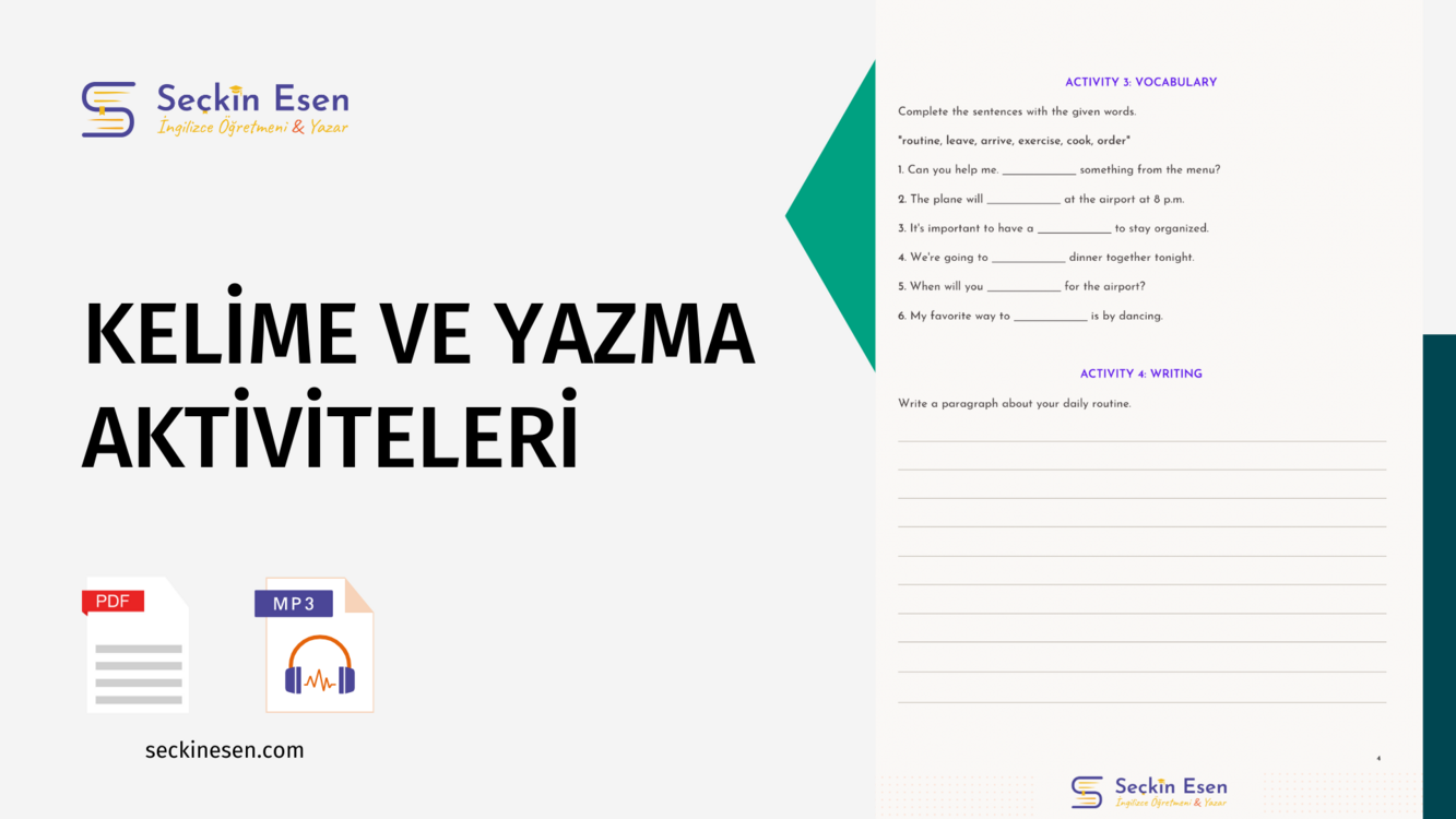 3 ADET A1/A2 Seviye İngilizce Okuma ve Dinleme Egzersizi PDF + MP3