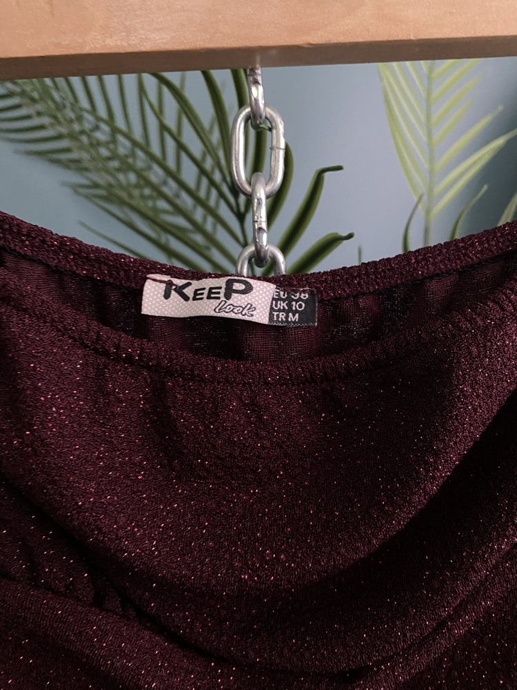Burgundy Glitter Strapless Dress