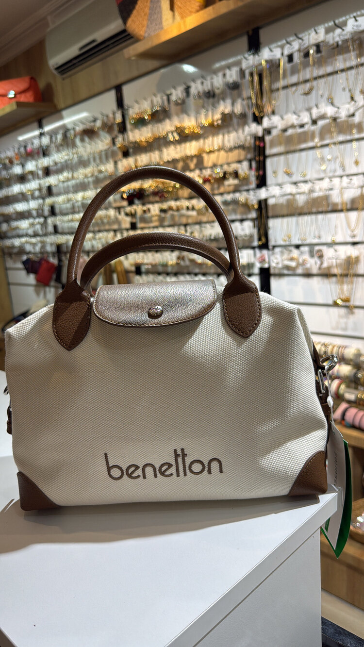 Benetton bej/kahve dokuma kumaş el çapraz çanta bnt 1624