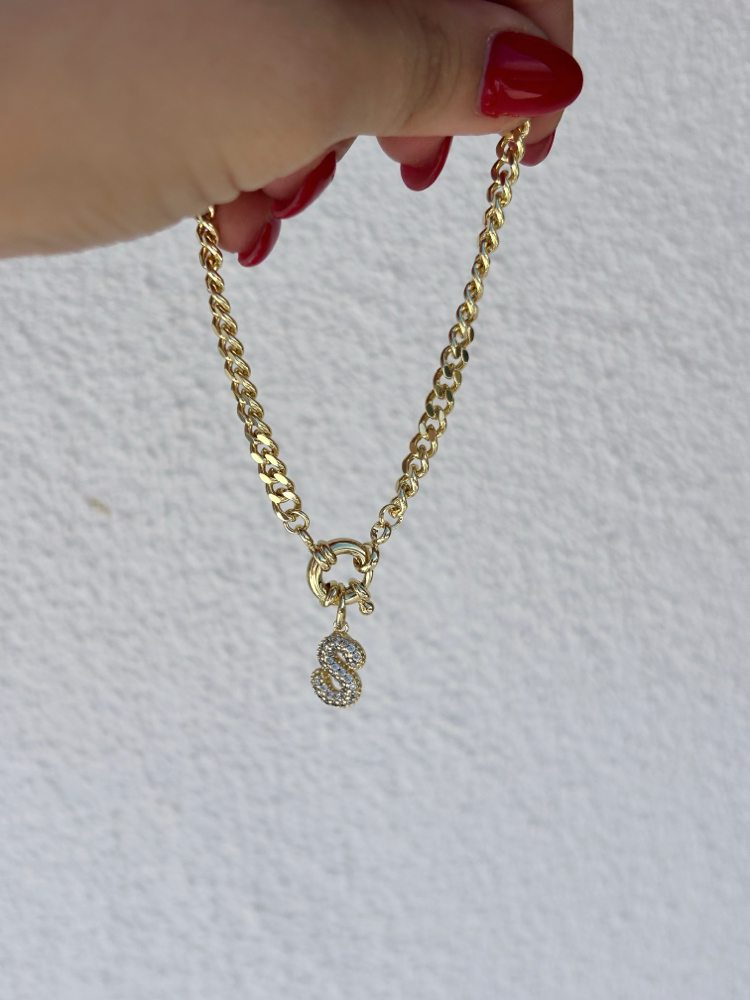 Premium seri tasarım 14k s  harf bileklik