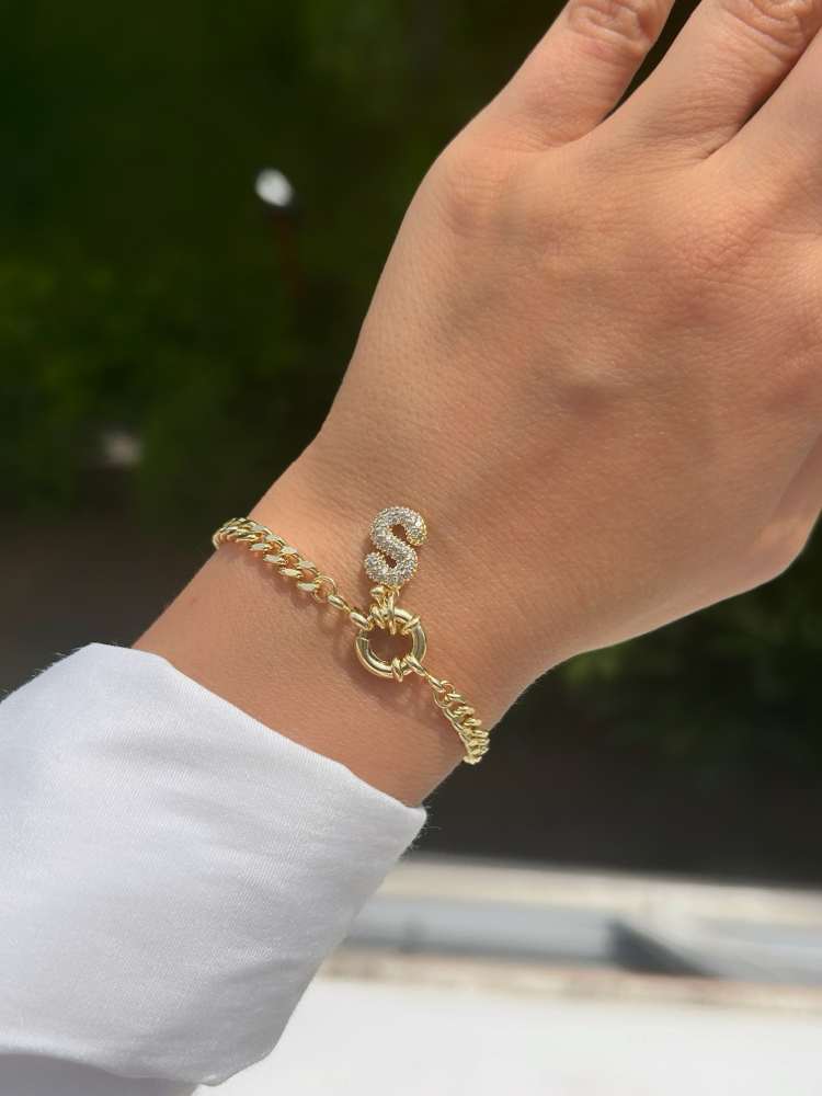 Premium seri tasarım 14k s  harf bileklik