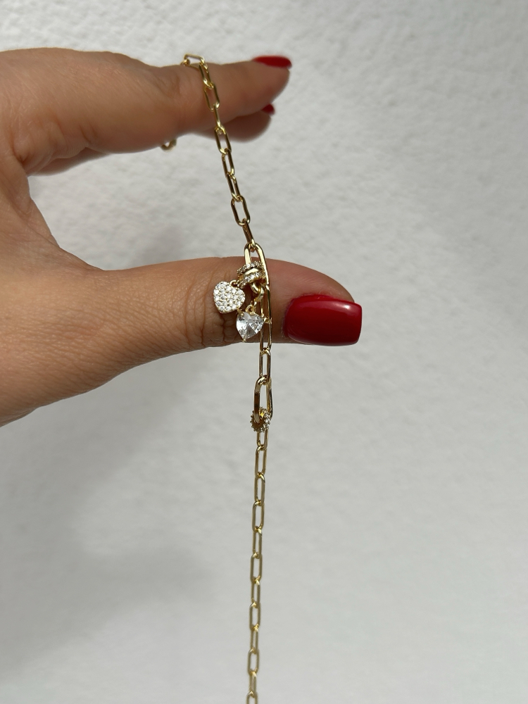 Altın kaplama çıtır kalp charm bileklik