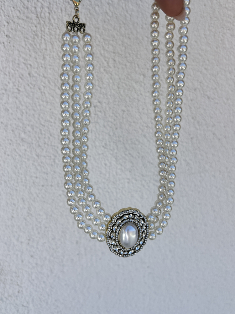 Premium seri tasarım vintage inci choker kolye