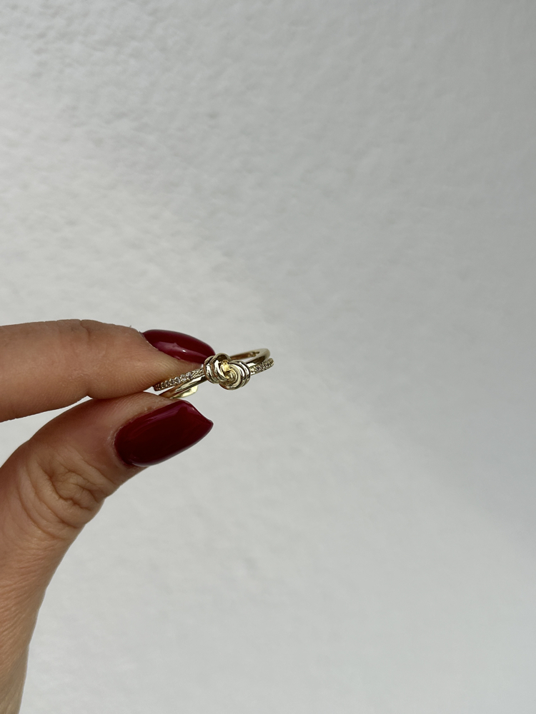 Altın kaplama düğüm detay tasarım ayarlanabilir yüzük 