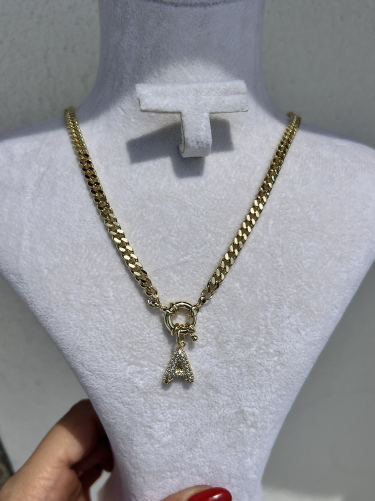 Premium seri tasarım 14k A harfi kolye 