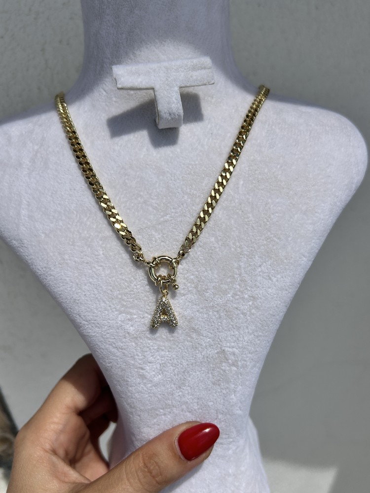 Premium seri tasarım 14k A harfi kolye 