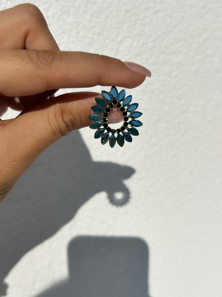 Premium seri tasarım yeşil kristal taş küpe 